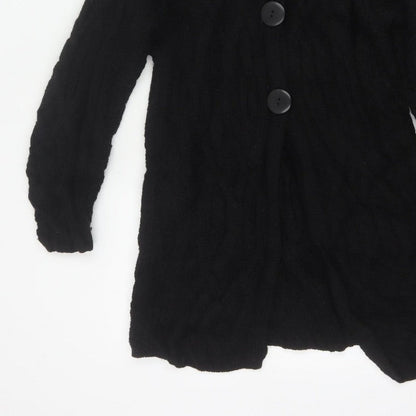 Kilkenny Woollen Mills Women Black M 10 Merino Wool Cable Knit Cardigan