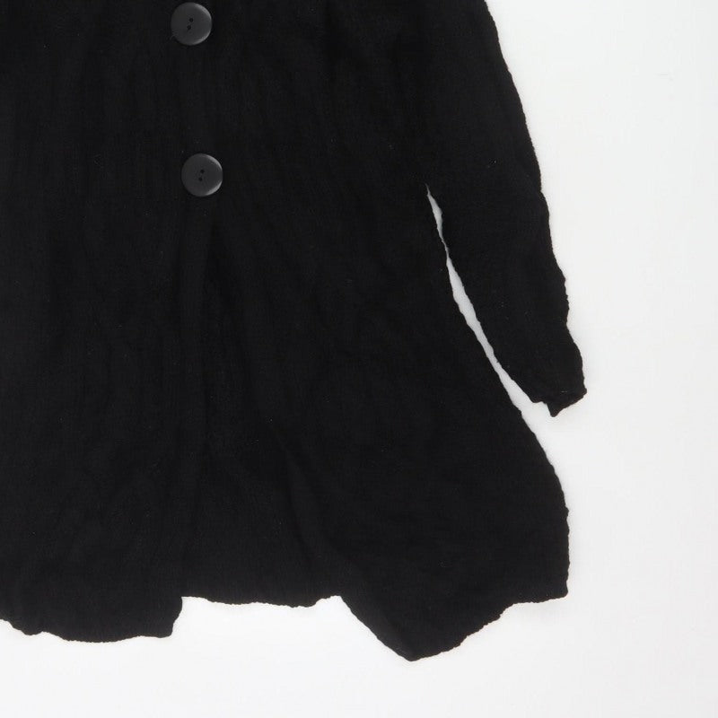 Kilkenny Woollen Mills Women Black M 10 Merino Wool Cable Knit Cardigan
