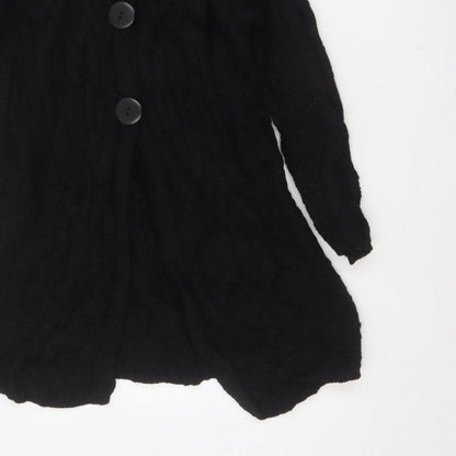 Kilkenny Woollen Mills Women Black M 10 Merino Wool Cable Knit Cardigan