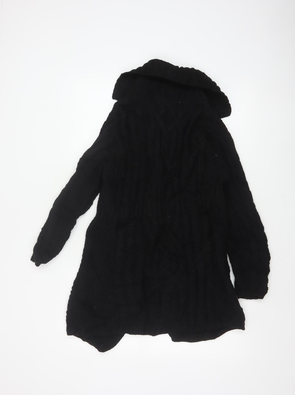 Kilkenny Woollen Mills Women Black M 10 Merino Wool Cable Knit Cardigan