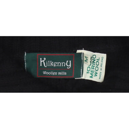 Kilkenny Woollen Mills Women Black M 10 Merino Wool Cable Knit Cardigan