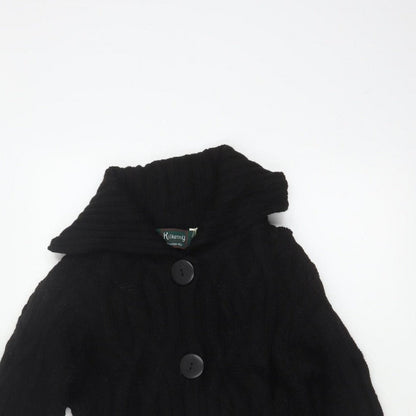 Kilkenny Woollen Mills Women Black M 10 Merino Wool Cable Knit Cardigan