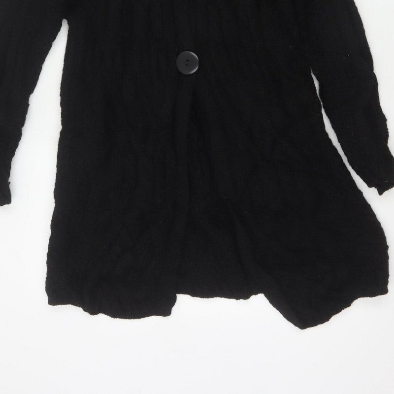 Kilkenny Woollen Mills Women Black M 10 Merino Wool Cable Knit Cardigan