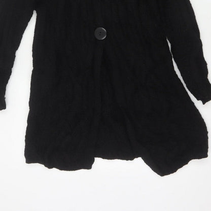 Kilkenny Woollen Mills Women Black M 10 Merino Wool Cable Knit Cardigan