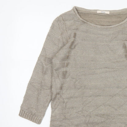 Marks & Spencer Women's Beige Size 10 Striped Knit Pullover Jumper