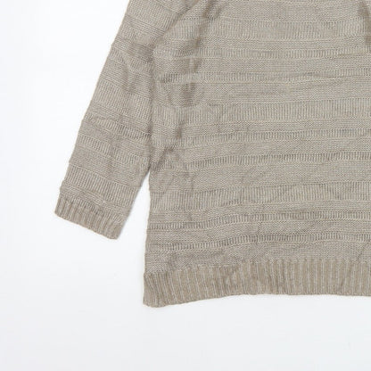 Marks & Spencer Women's Beige Size 10 Striped Knit Pullover Jumper