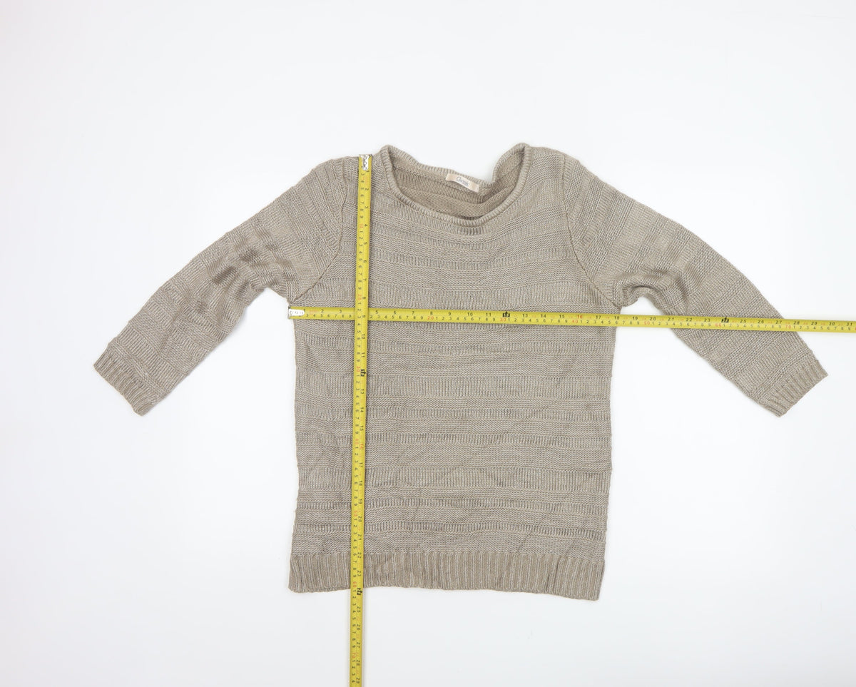 Marks & Spencer Women's Beige Size 10 Striped Knit Pullover Jumper