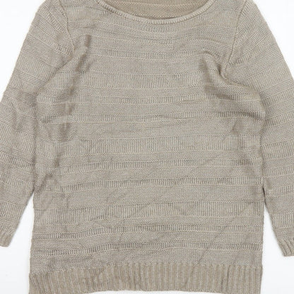 Marks & Spencer Women's Beige Size 10 Striped Knit Pullover Jumper