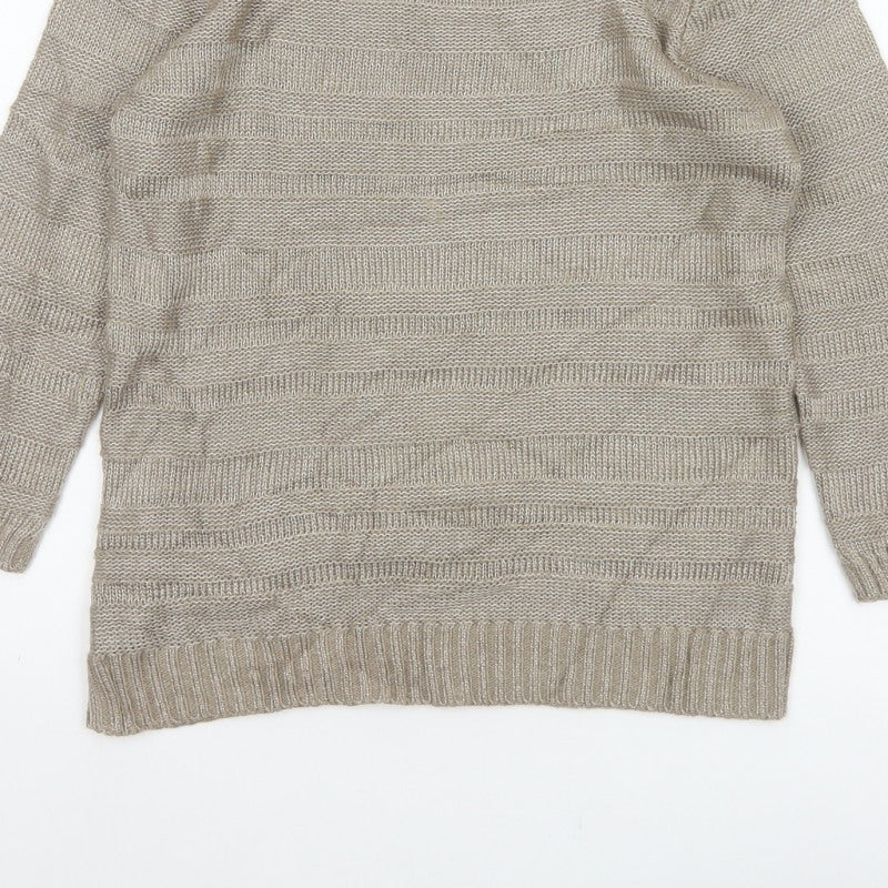 Marks & Spencer Women's Beige Size 10 Striped Knit Pullover Jumper