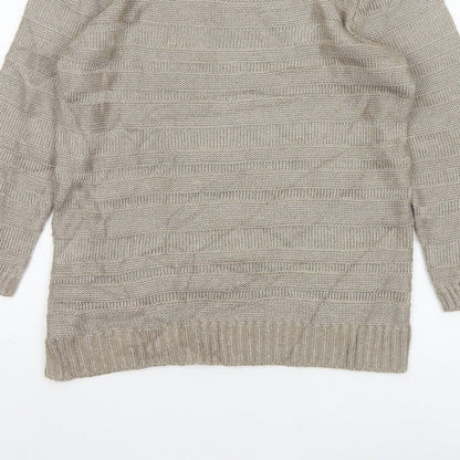 Marks & Spencer Women's Beige Size 10 Striped Knit Pullover Jumper