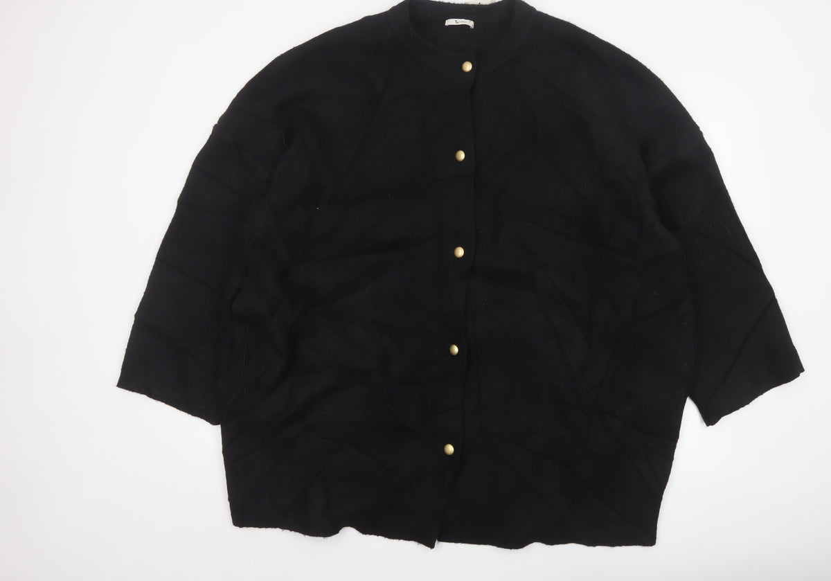 Tu Women’s Black Size 18 Button Front Knit Cardigan Gold Buttons