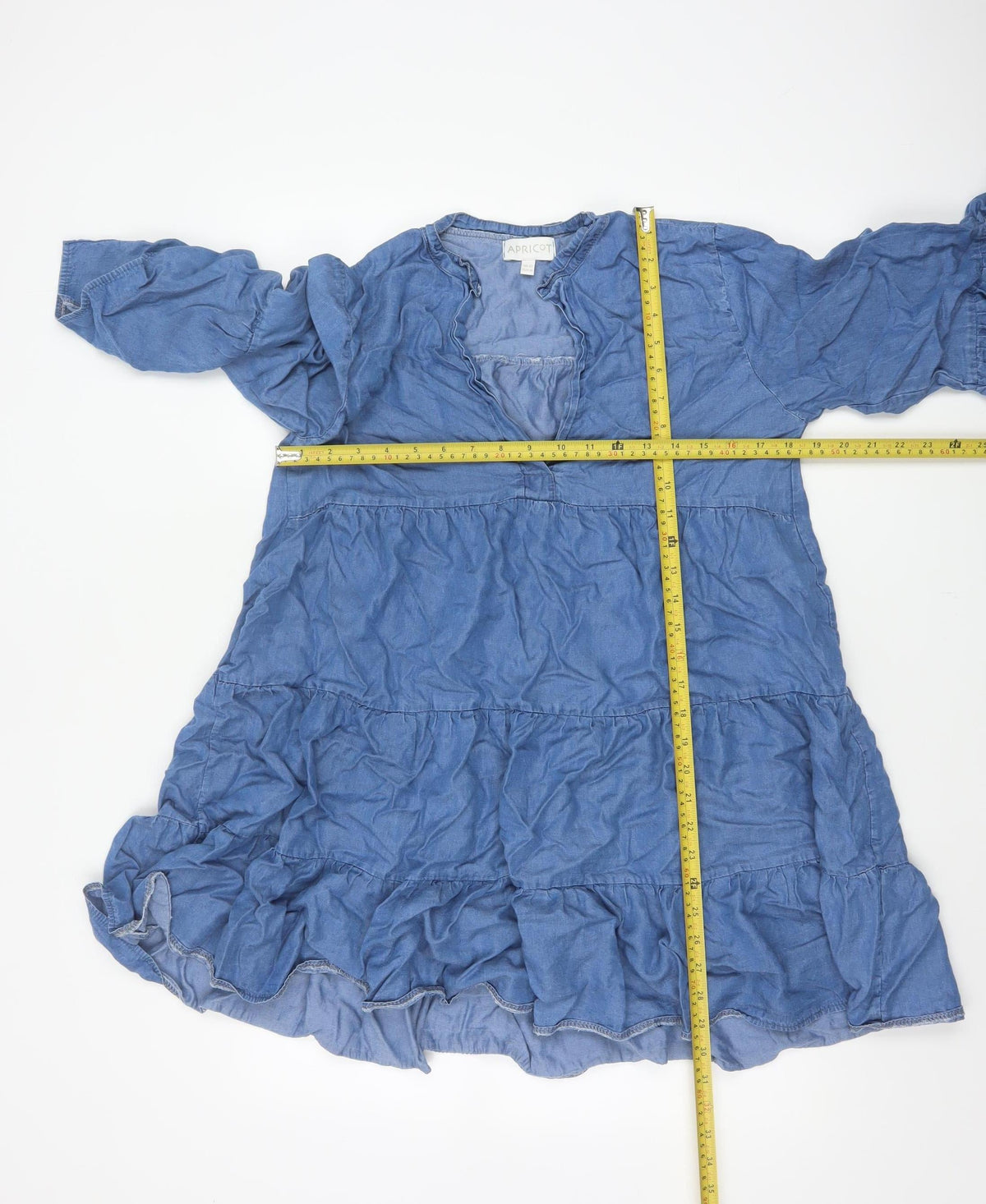 Apricot Women Blue UK 12 A-Line Chambray Ruffle Tiered Dress