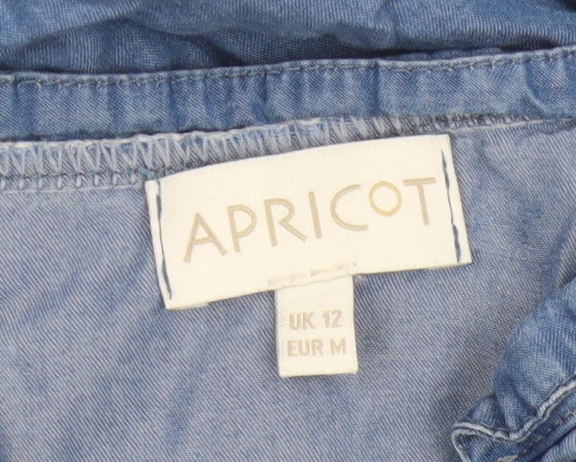 Apricot Women Blue UK 12 A-Line Chambray Ruffle Tiered Dress