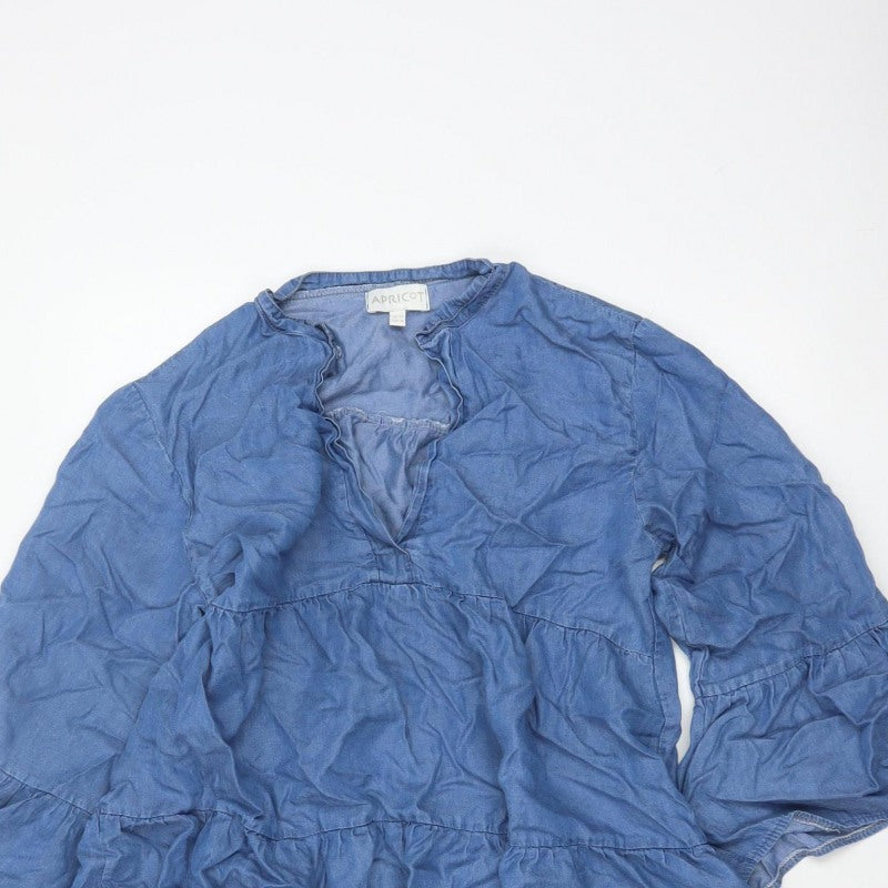 Apricot Women Blue UK 12 A-Line Chambray Ruffle Tiered Dress