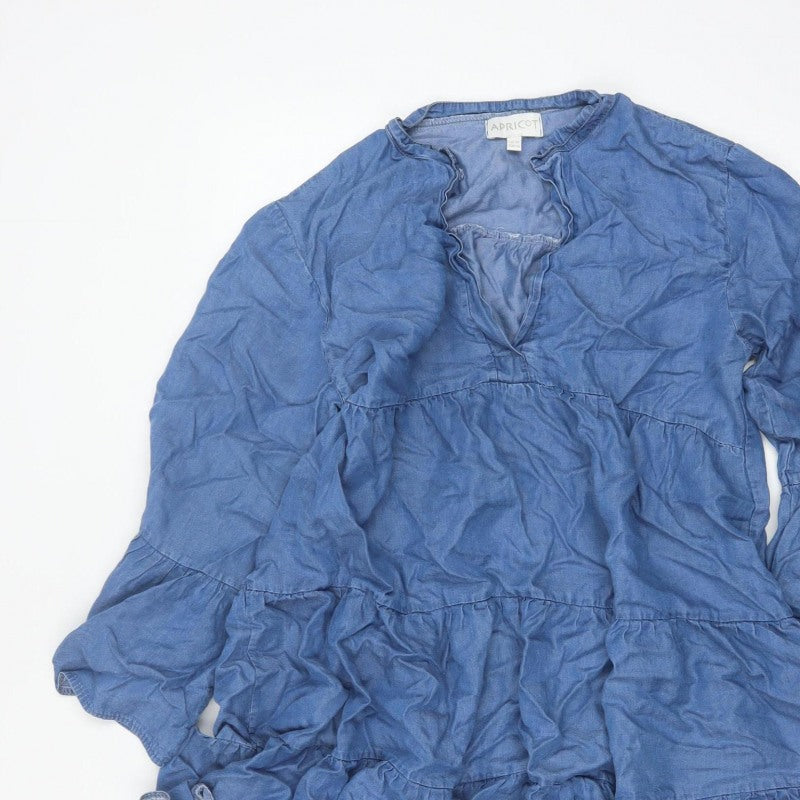 Apricot Women Blue UK 12 A-Line Chambray Ruffle Tiered Dress