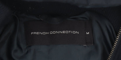 French Connection Men Blue M Puffer Jacket Hooded Insulated Full Zip