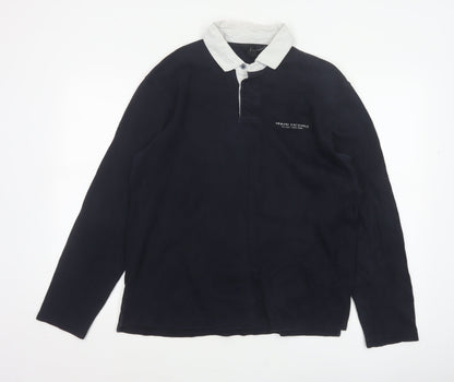 Armani Exchange Men’s Blue Long Sleeve Logo Polo Shirt M