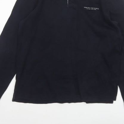 Armani Exchange Men’s Blue Long Sleeve Logo Polo Shirt M