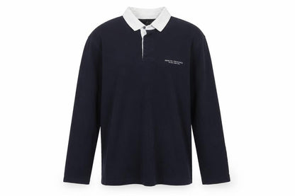 Armani Exchange Men’s Blue Long Sleeve Logo Polo Shirt M