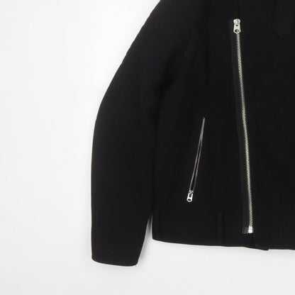 ASOS Men’s Black Small Wool Blend Bomber Jacket Sherpa Collar