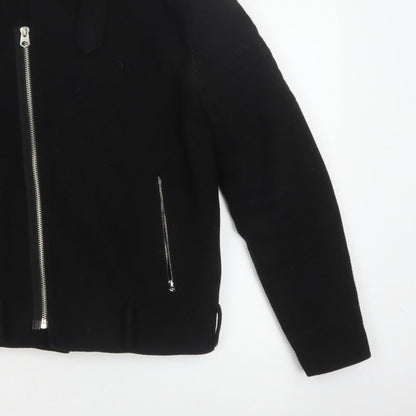 ASOS Men’s Black Small Wool Blend Bomber Jacket Sherpa Collar