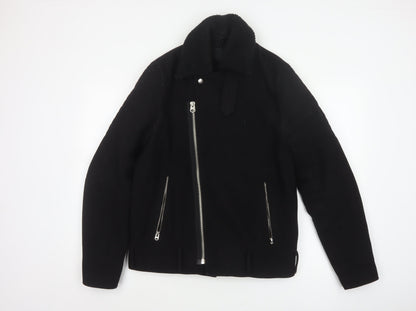 ASOS Men’s Black Small Wool Blend Bomber Jacket Sherpa Collar