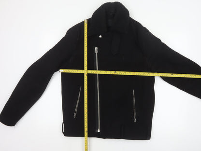 ASOS Men’s Black Small Wool Blend Bomber Jacket Sherpa Collar
