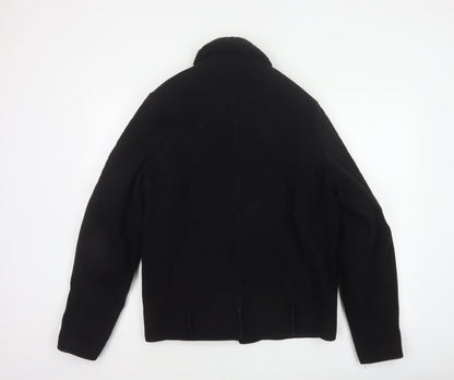 ASOS Men’s Black Small Wool Blend Bomber Jacket Sherpa Collar