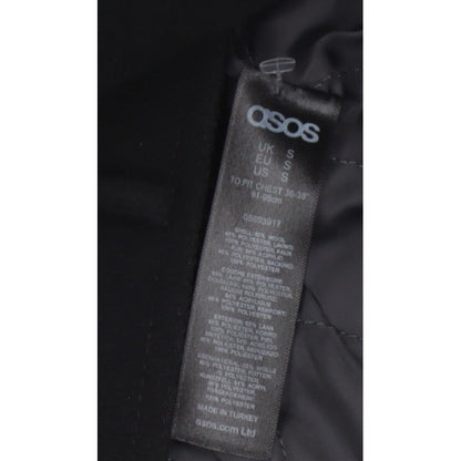ASOS Men’s Black Small Wool Blend Bomber Jacket Sherpa Collar