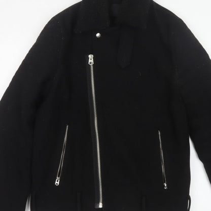 ASOS Men’s Black Small Wool Blend Bomber Jacket Sherpa Collar