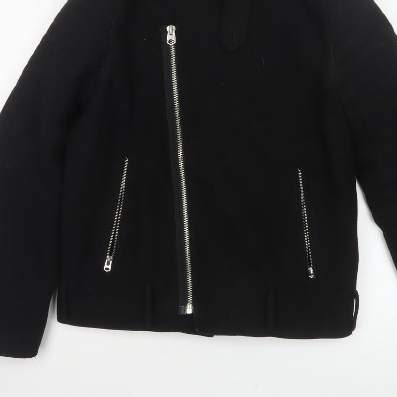 ASOS Men’s Black Small Wool Blend Bomber Jacket Sherpa Collar