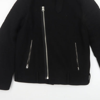 ASOS Men’s Black Small Wool Blend Bomber Jacket Sherpa Collar