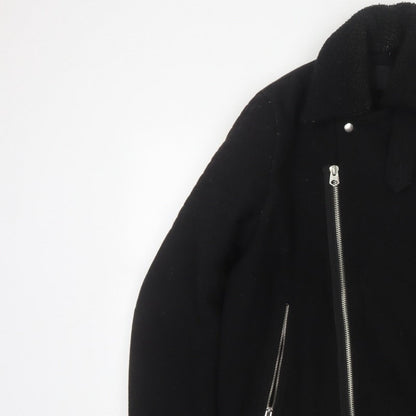 ASOS Men’s Black Small Wool Blend Bomber Jacket Sherpa Collar