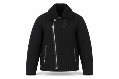 ASOS Men’s Black Small Wool Blend Bomber Jacket Sherpa Collar