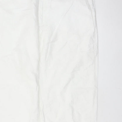 M&S Womens White Linen Cotton Chino Trousers 36in Waist 31in Leg