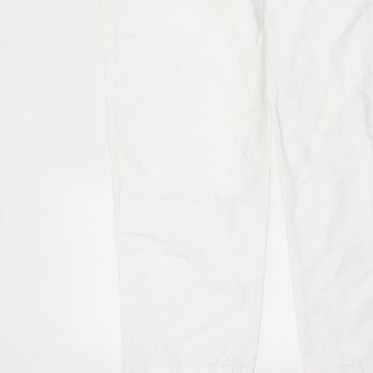 M&S Womens White Linen Cotton Chino Trousers 36in Waist 31in Leg