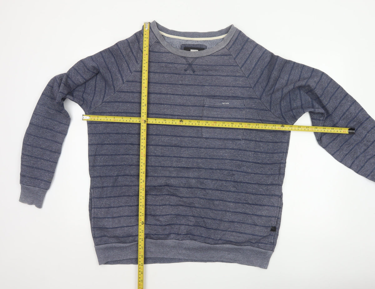 Quiksilver Men's Grey XL Striped Crew Neck Pullover Sweatshirt