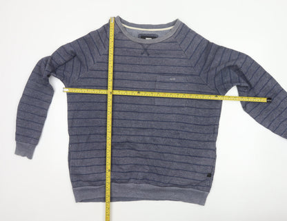 Quiksilver Men's Grey XL Striped Crew Neck Pullover Sweatshirt