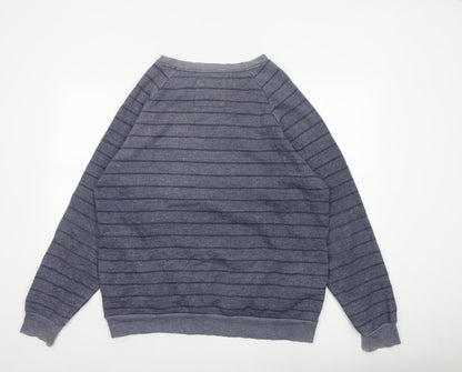 Quiksilver Men's Grey XL Striped Crew Neck Pullover Sweatshirt