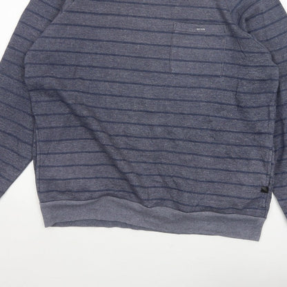 Quiksilver Men's Grey XL Striped Crew Neck Pullover Sweatshirt