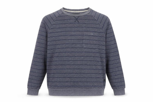 Front view of Quiksilver Men's Grey XL Striped Crew Neck Pullover Sweatshirt