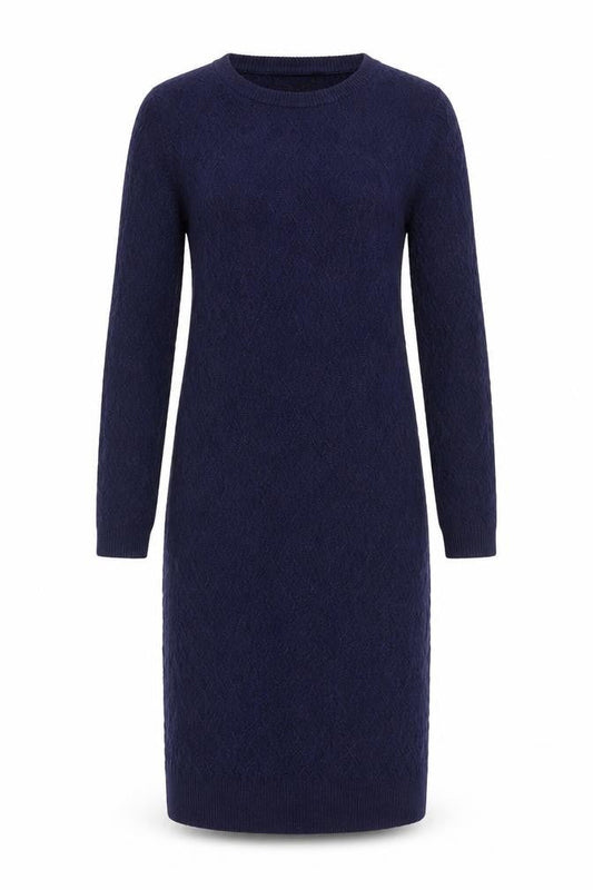 Karen Millen Women Blue S Wool Knit Midi Jumper Dress Long Sleeve
