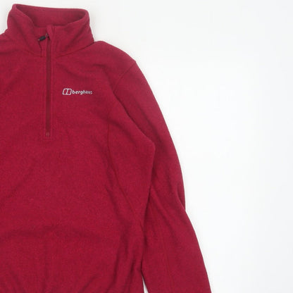 Berghaus Women Red UK 12 1/4 Zip Fleece Pullover Sweatshirt