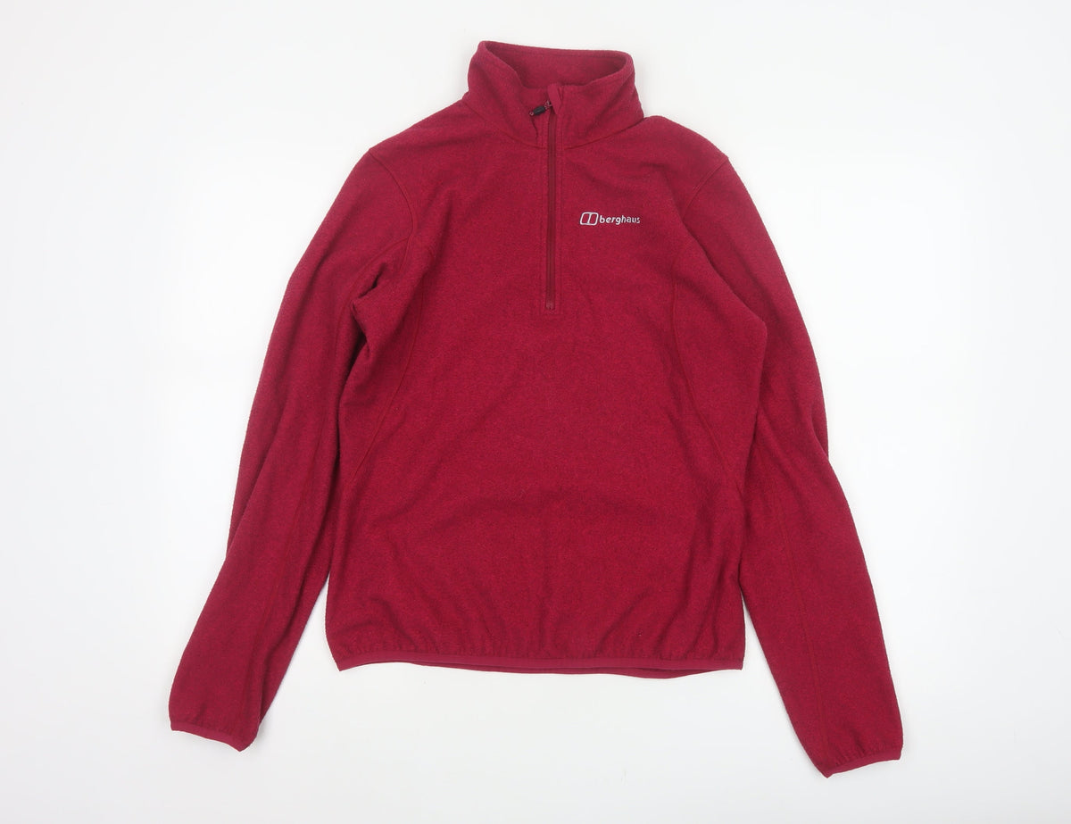 Berghaus Women Red UK 12 1/4 Zip Fleece Pullover Sweatshirt