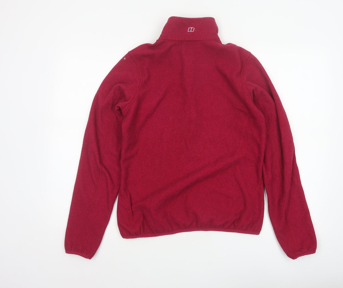 Berghaus Women Red UK 12 1/4 Zip Fleece Pullover Sweatshirt