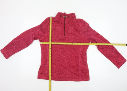 Mountain Warehouse Women Pink UK 8 1/4 Zip Fleece Sweatshirt High Neck