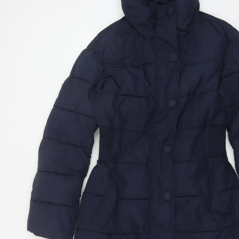 Joules Women’s Navy Blue UK 12 Long Quilted Puffer Coat