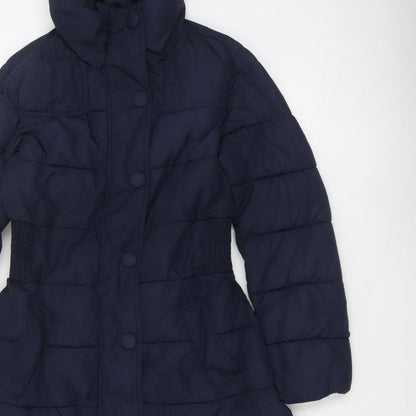 Joules Women’s Navy Blue UK 12 Long Quilted Puffer Coat