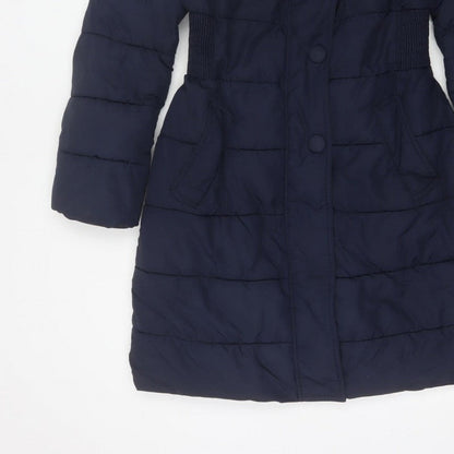 Joules Women’s Navy Blue UK 12 Long Quilted Puffer Coat