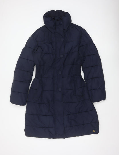 Joules Women’s Navy Blue UK 12 Long Quilted Puffer Coat